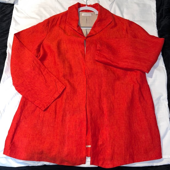 Coldwater Creek Linen Blazer Jacket Open Front Red Size W18‎ - Picture 1 of 6